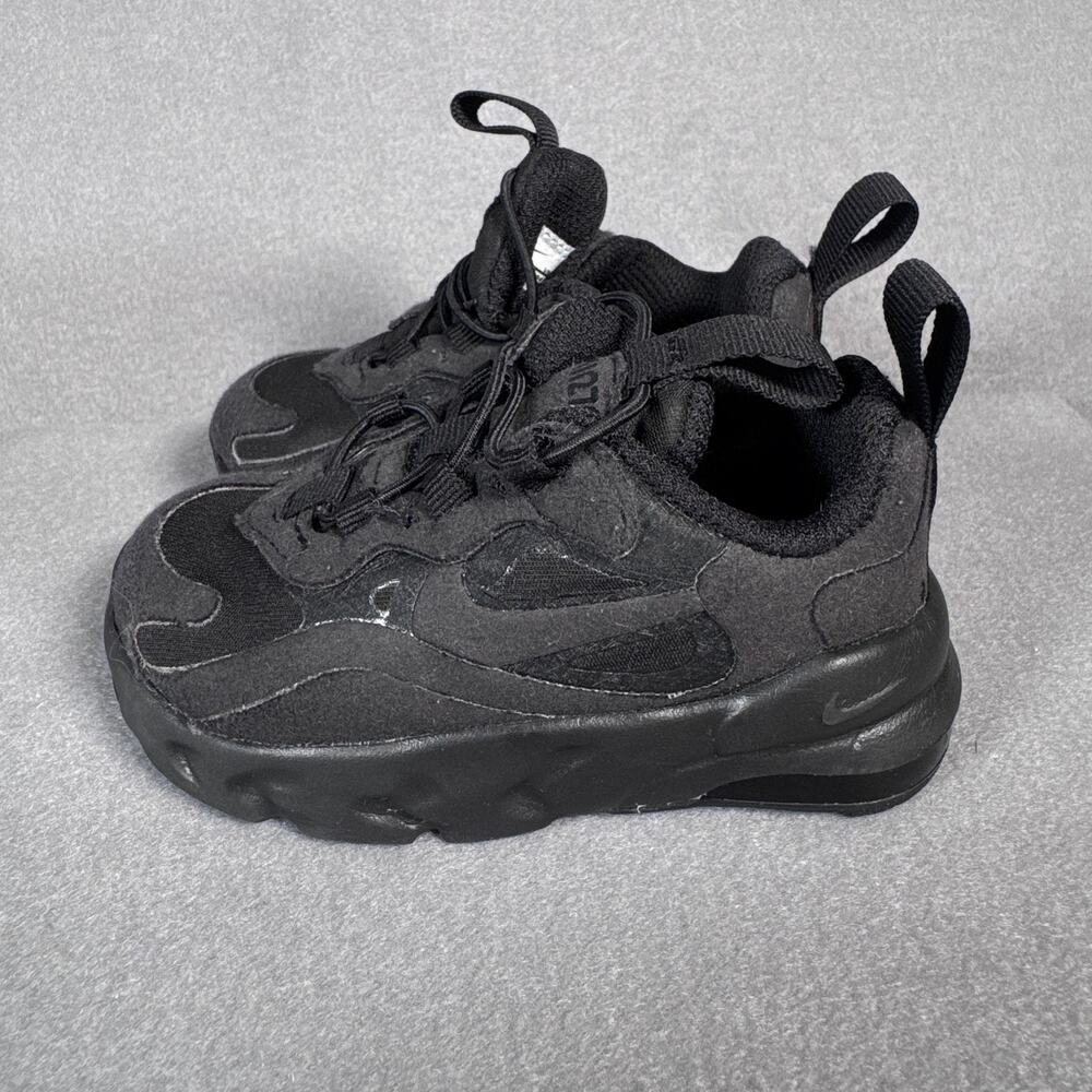 Nike Air Max 270 React Shoes Toddler Size 4C Black Triple Black CD2654-004 Kids